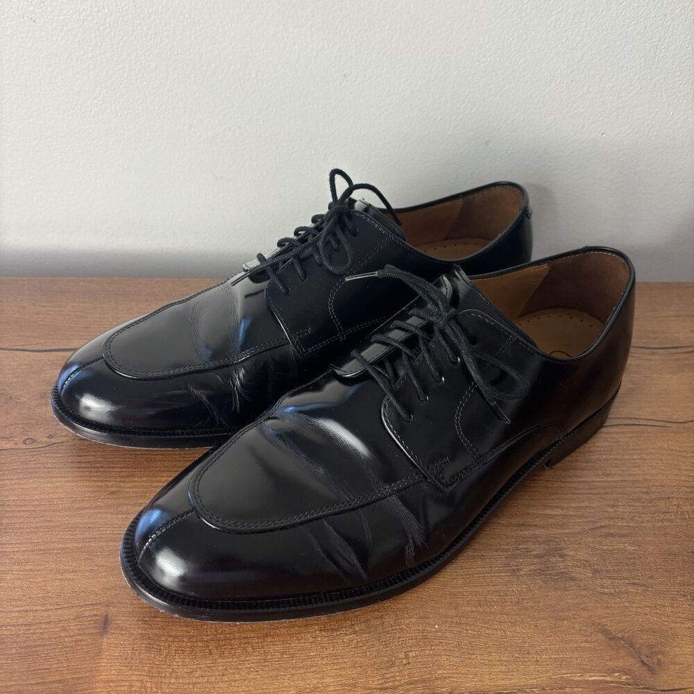 Cole Haan Men's Size 9.5 M Cassady Split Toe Oxford Black Leather Shoes C07603